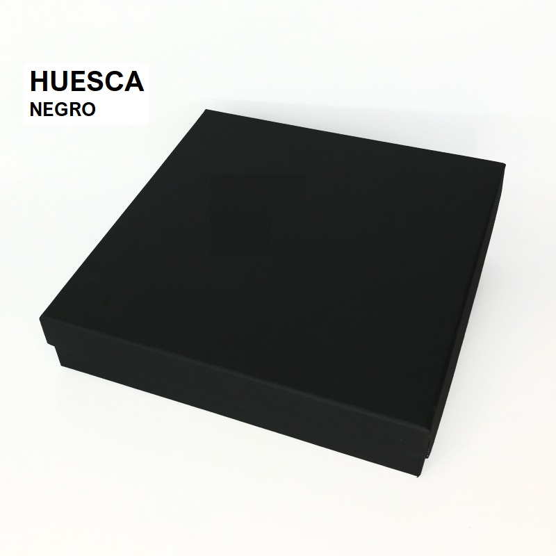 Caja HUESCA negra, collar XL 200x200x40 mm.
